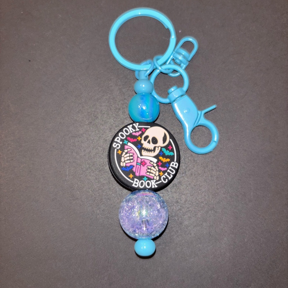 Spooky Book Club Keychain with Blue Accents